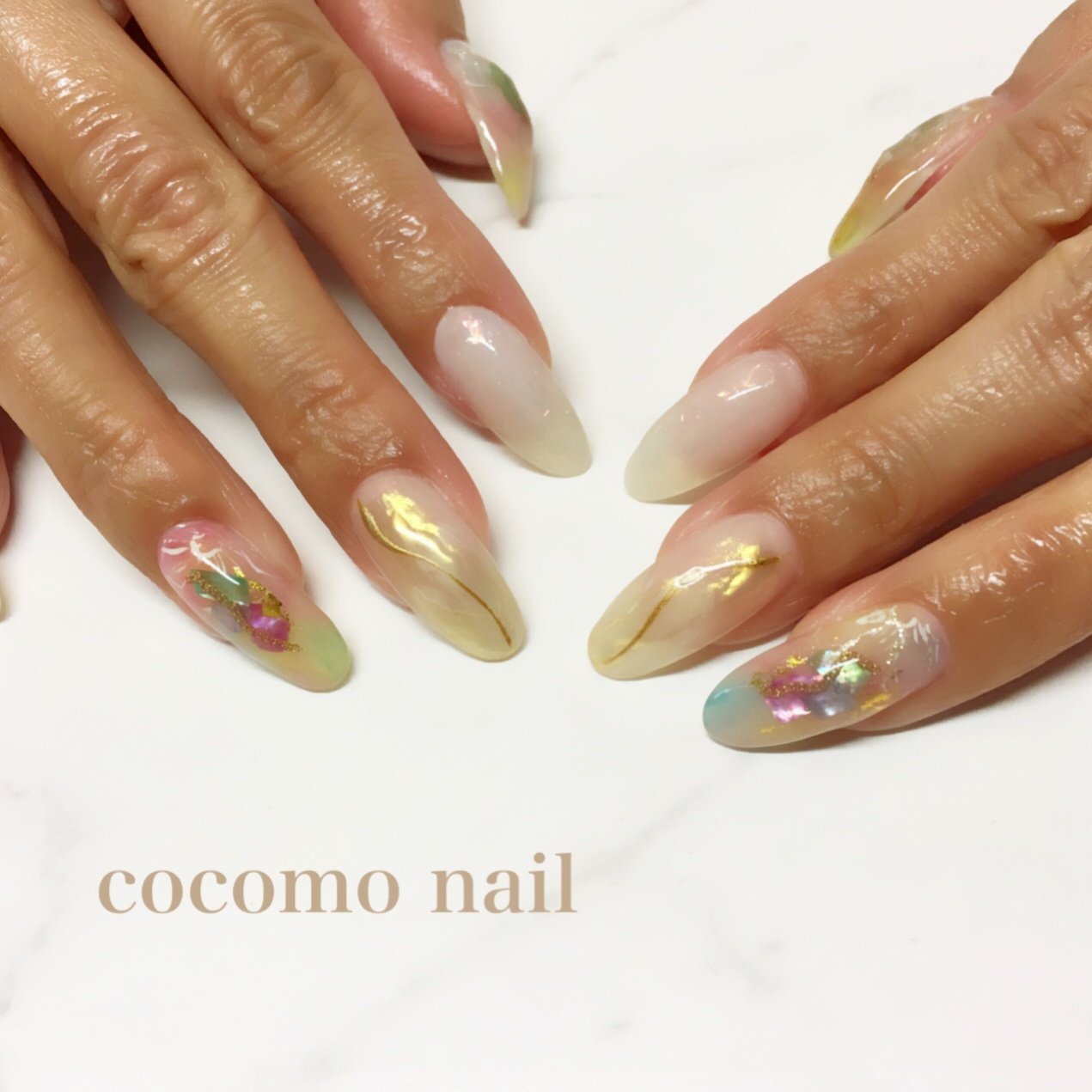 春 夏 ハンド フラワー シェル Cocomo Nailのネイルデザイン No ネイルブック