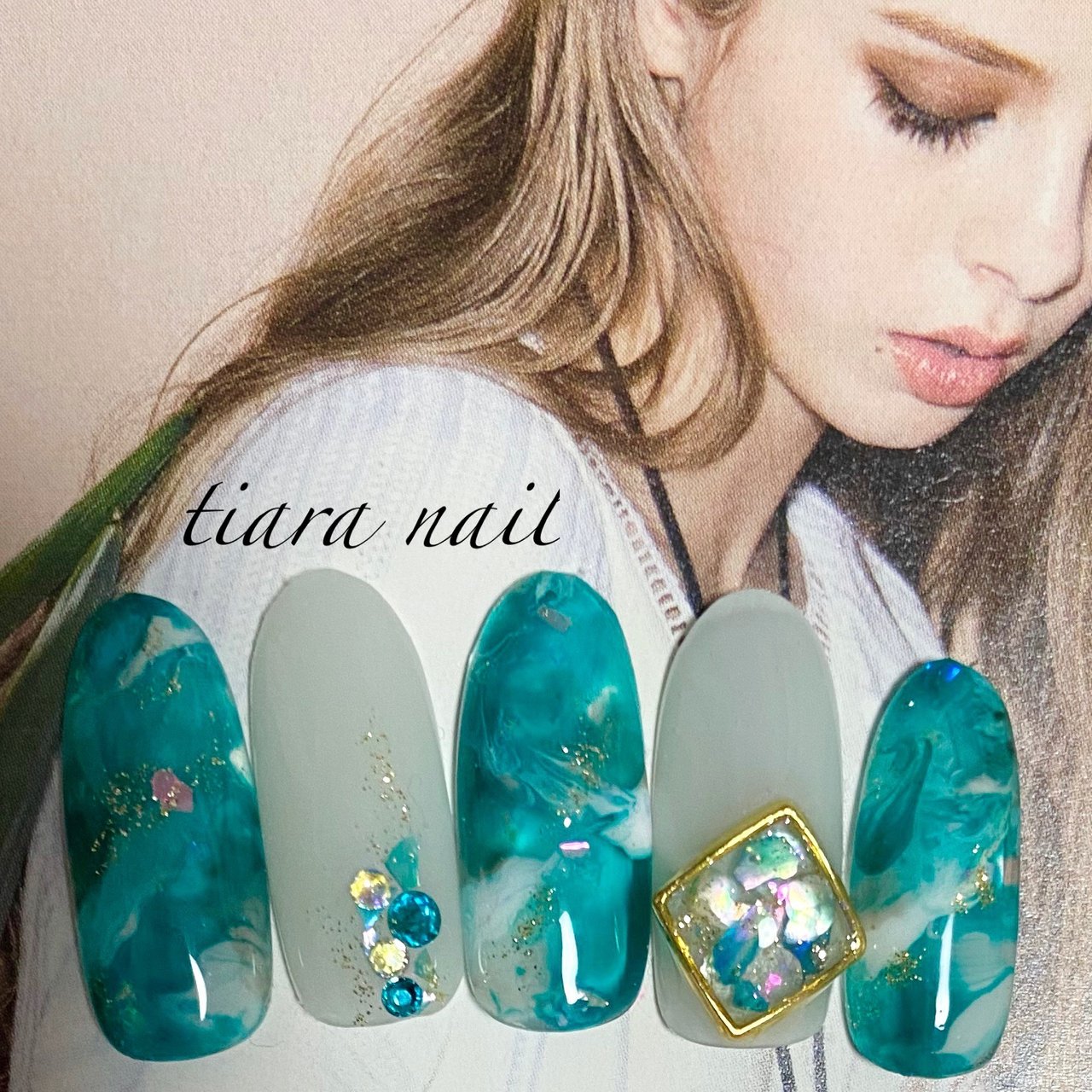 夏 海 リゾート デート ハンド Tiara84のネイルデザイン No ネイルブック