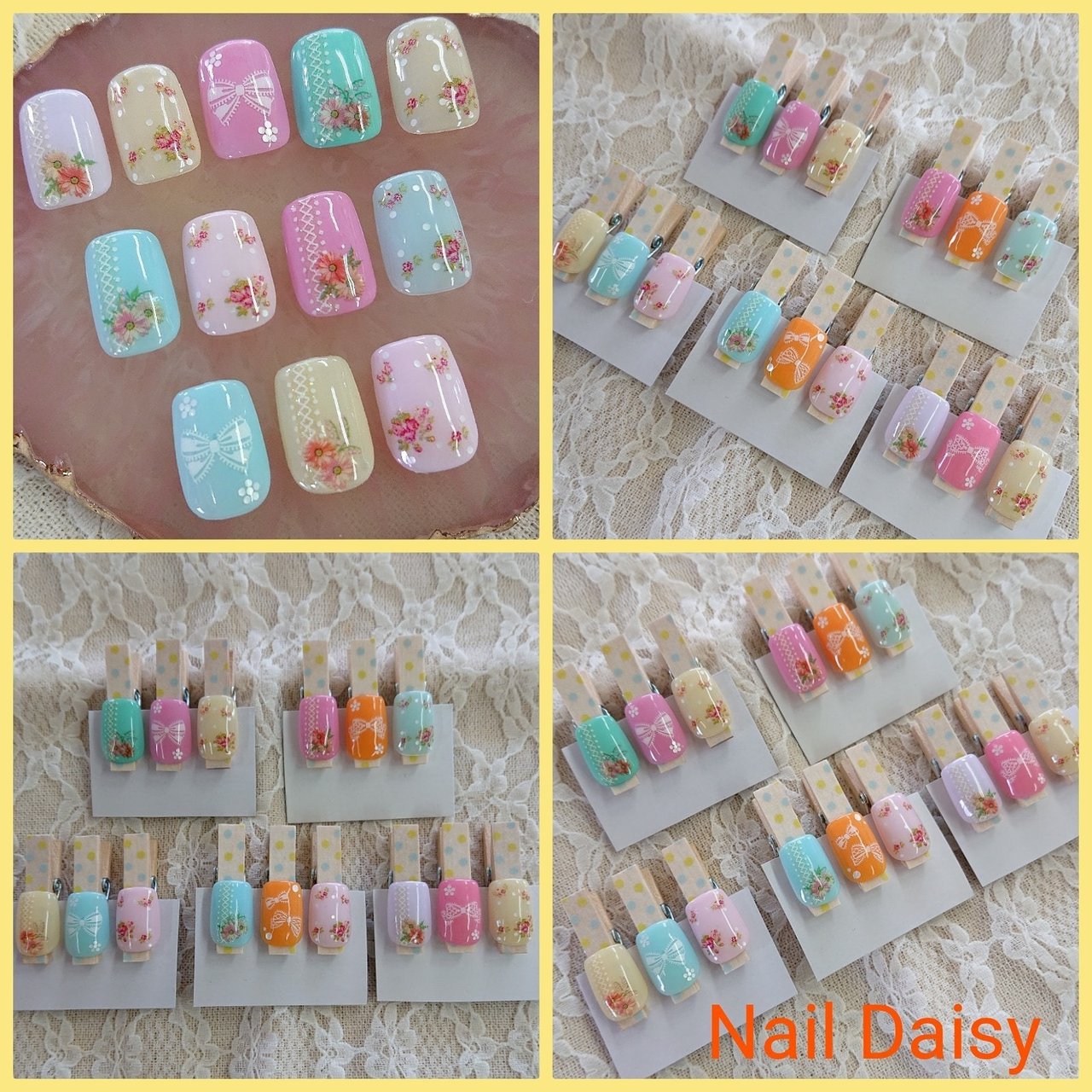 オールシーズン フラワー ドット リボン レース Naildaisyのネイルデザイン No ネイルブック