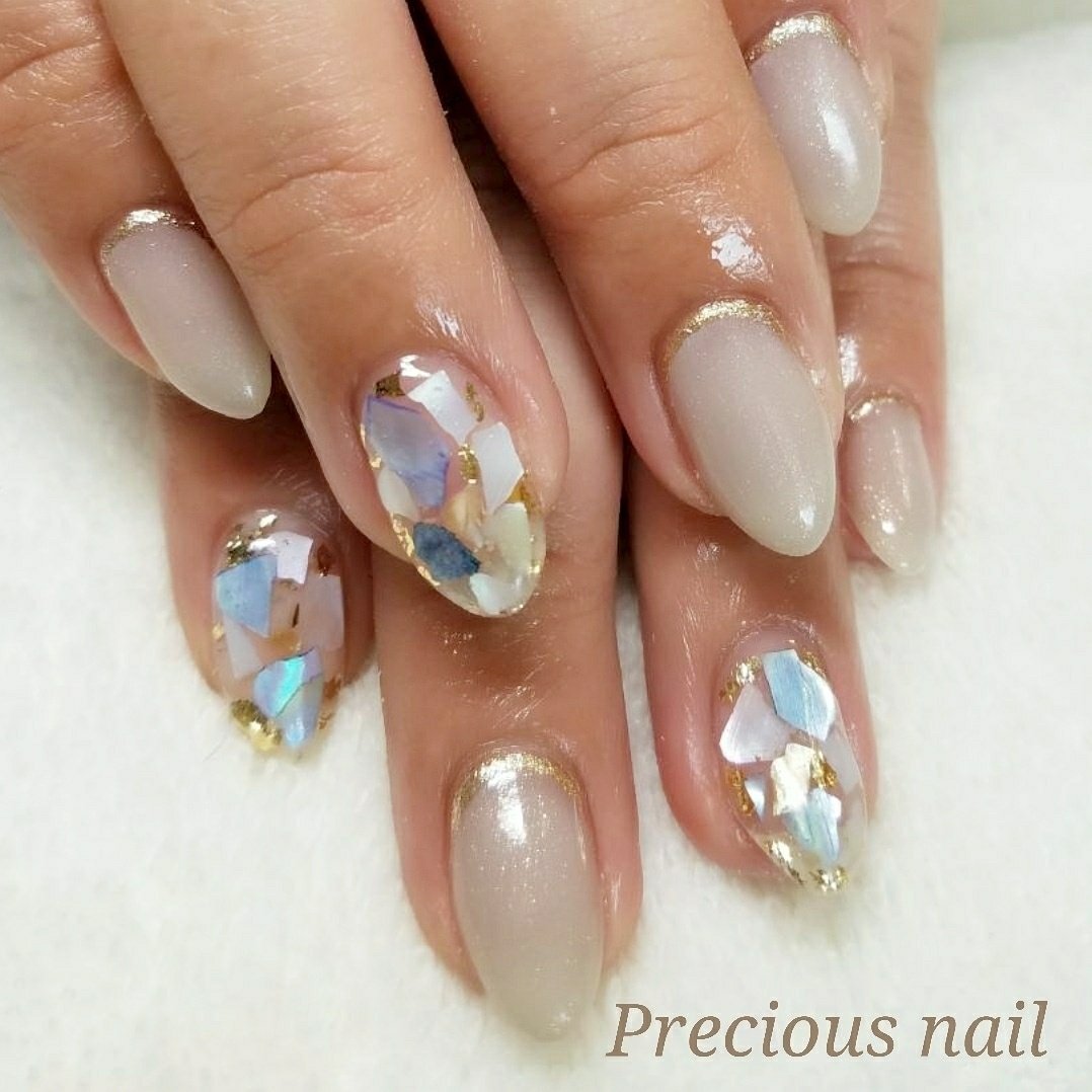 春 夏 ラメ ワンカラー シェル Precious Nail315のネイルデザイン No ネイルブック