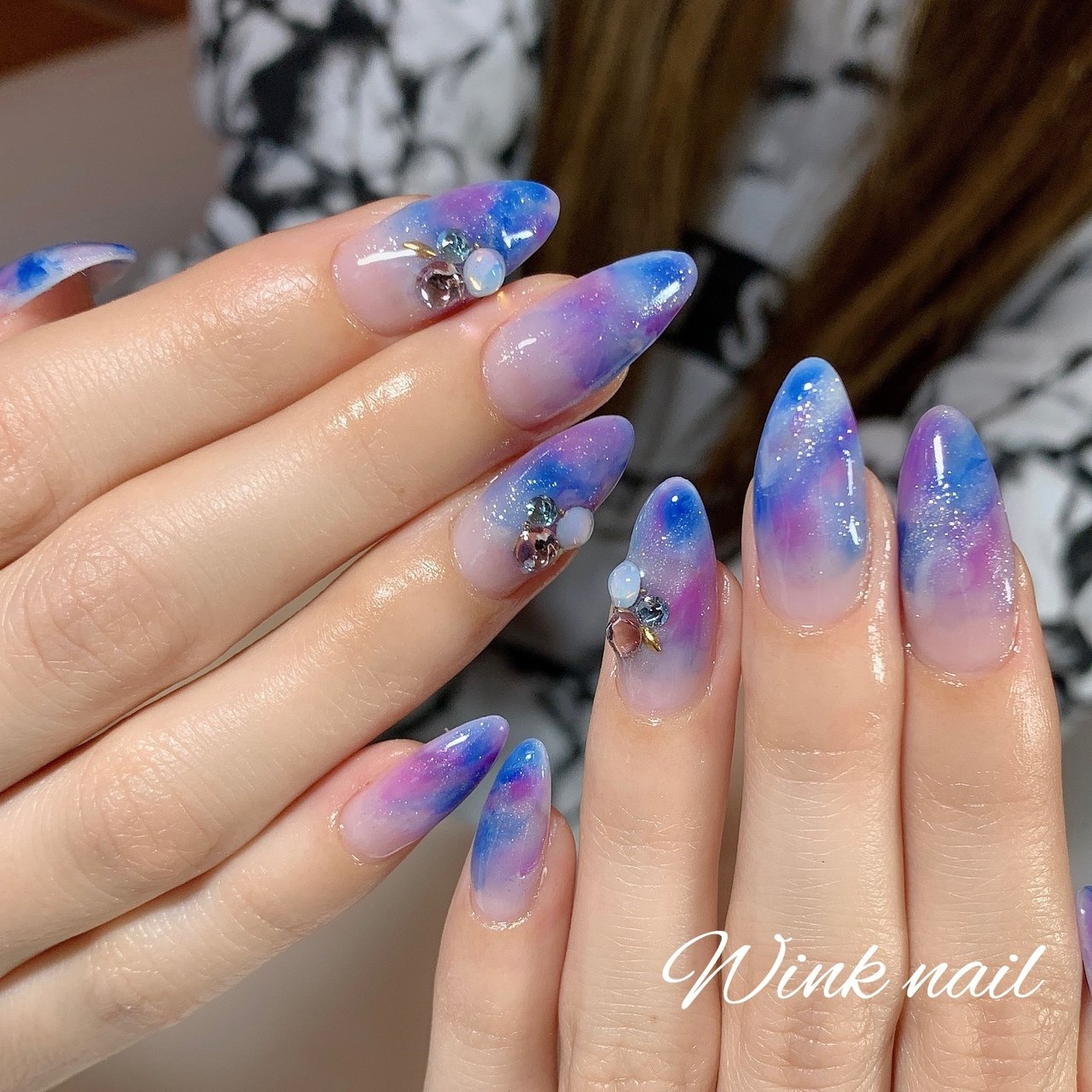 春 夏 ハンド ビジュー シースルー Wink Nailのネイルデザイン No ネイルブック