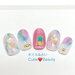 21年 新着順 春 ターコイズ 運気アップネイルのネイルデザイン ネイルブック