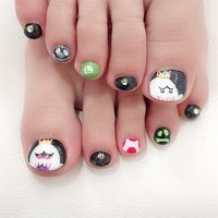 キャラクター ブラック ペディキュアのネイルデザイン ネイルブック