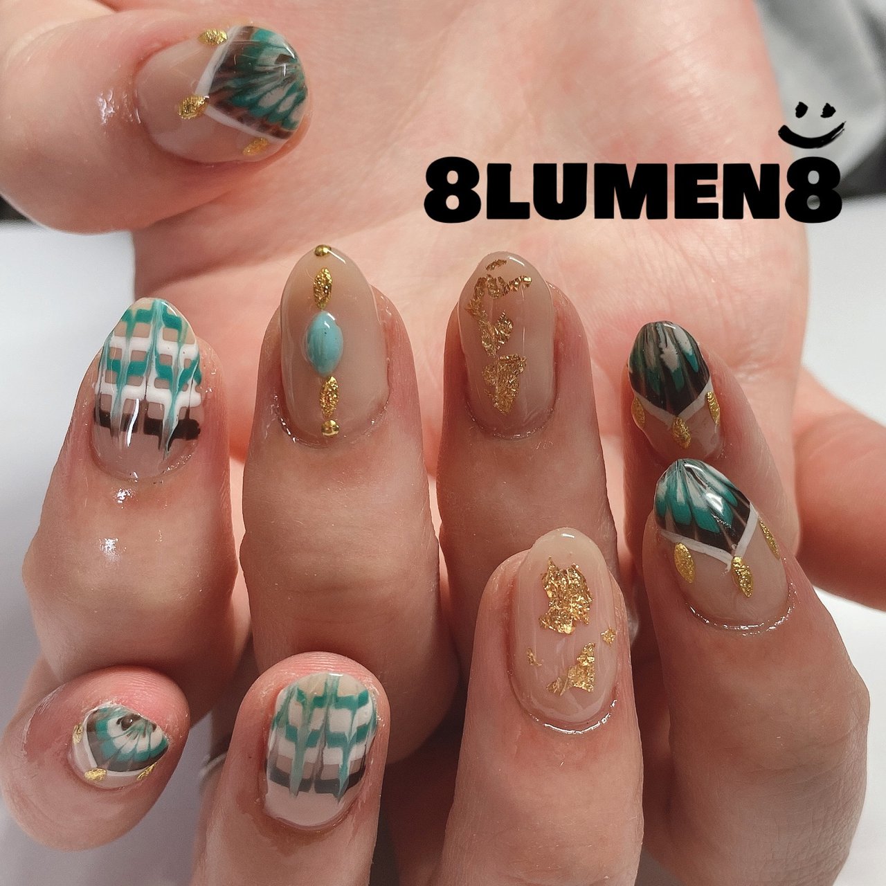 春 夏 ハンド ピーコック グリーン 8lumen8のネイルデザイン No 527 ネイルブック