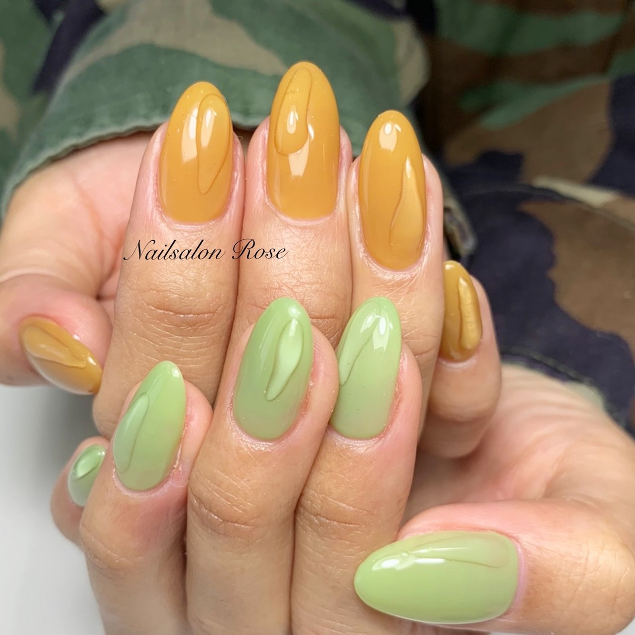 シンプル ワンカラー 水滴 イエロー グリーン Nailsalon Roseのネイルデザイン No 5290410 ネイルブック