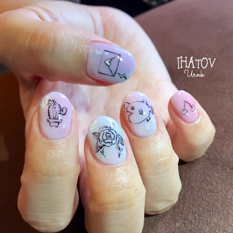 オールシーズン ハンド フラワー 水滴 ニュアンス Ihatov Nailarts のネイルデザイン No ネイルブック