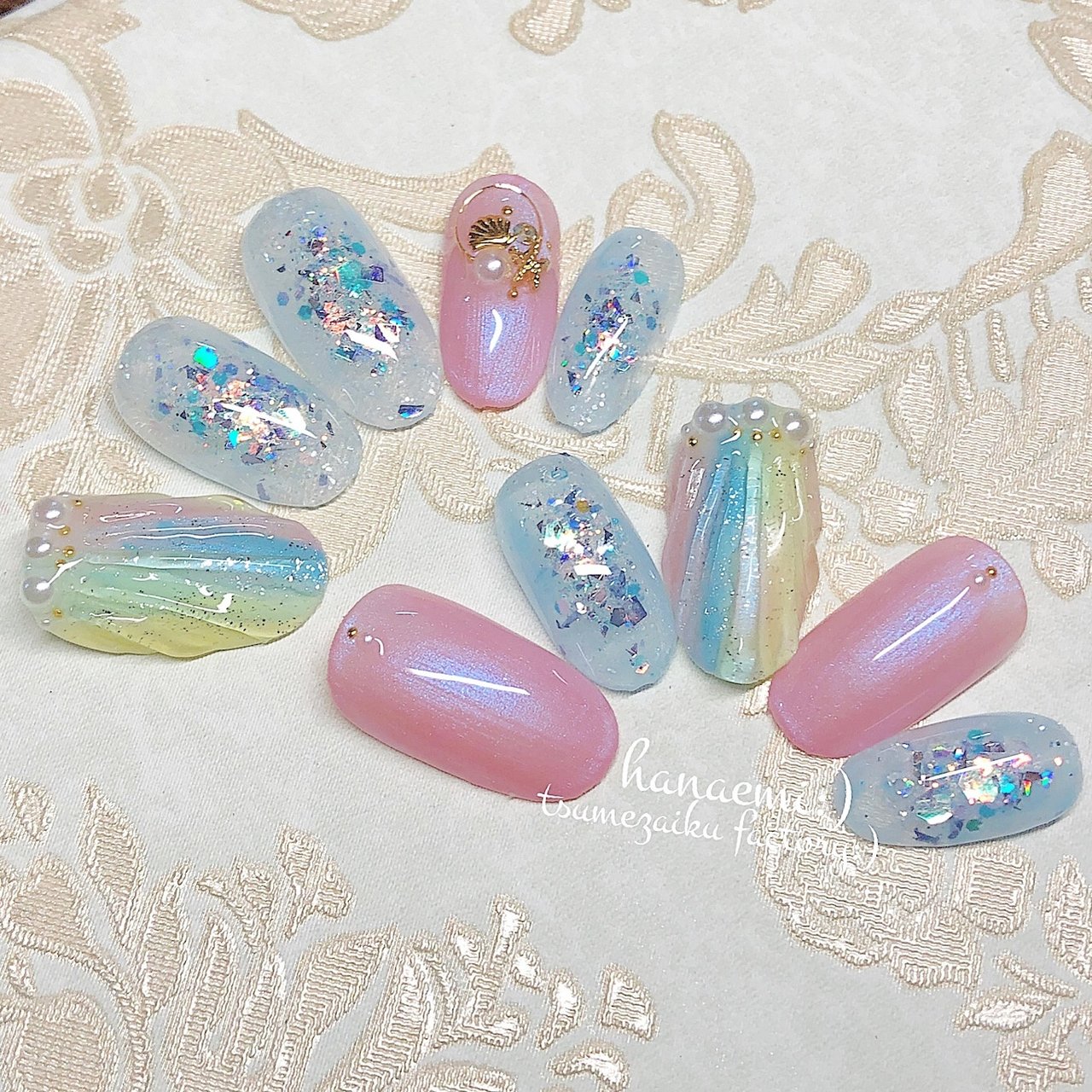 夏 海 リゾート ハンド ホログラム Nail Smile Hanaemiﾟ ﾟஐ美沙 のネイルデザイン No ネイルブック