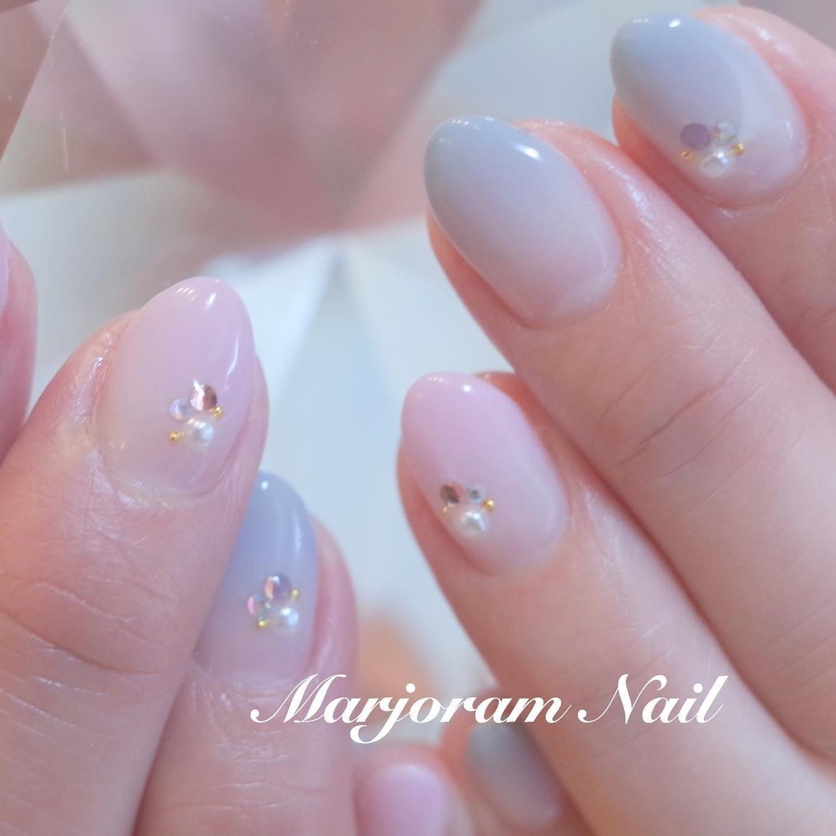 オールシーズン ハンド グラデーション ピンク グレー Marjoramnailのネイルデザイン No ネイルブック