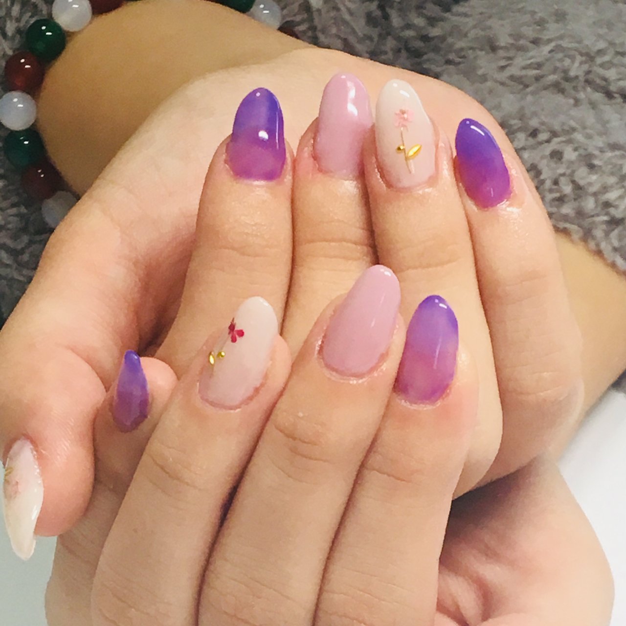 オールシーズン ハンド 押し花 ミディアム ピンク じゅじゅのネイルデザイン No ネイルブック