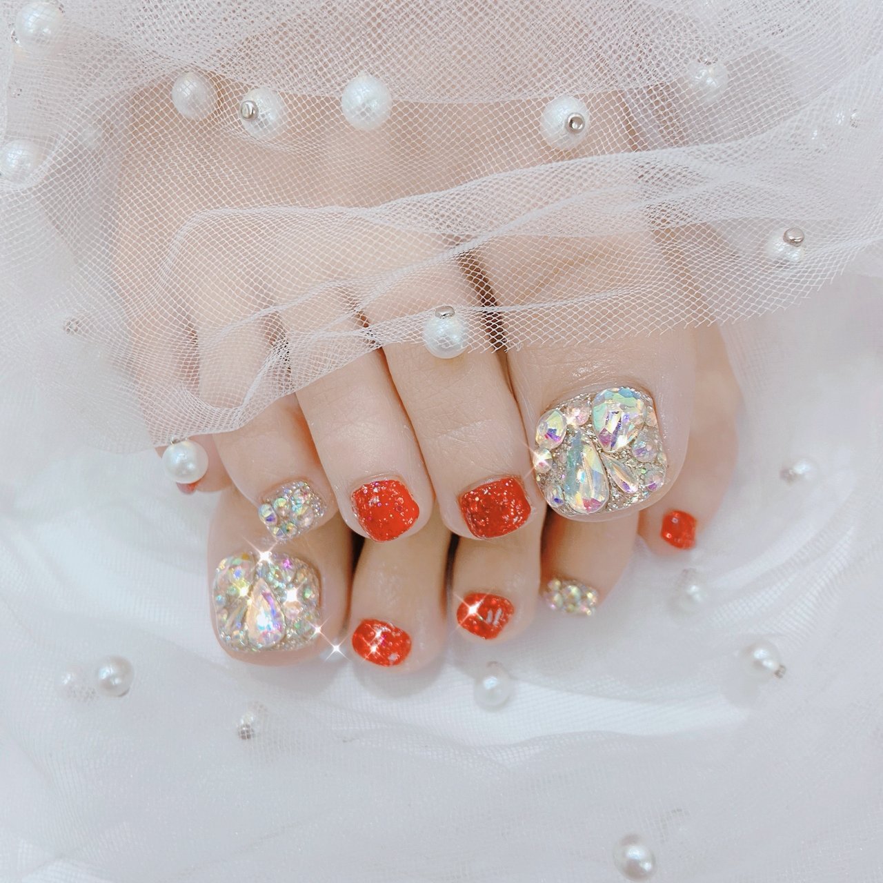 夏 リゾート 浴衣 フット ラメ メロディービューティーサロンのネイルデザイン No ネイルブック