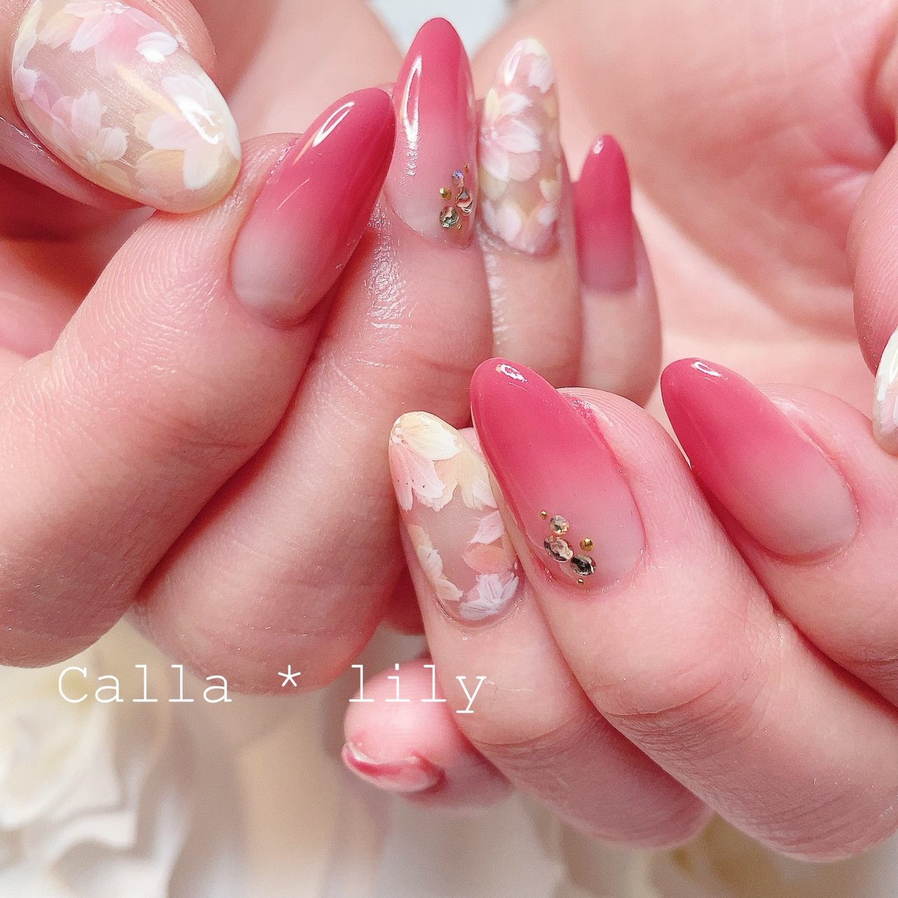 春 夏 卒業式 入学式 ハンド Calla Lily パラジェル フィルインサロンのネイルデザイン No ネイルブック