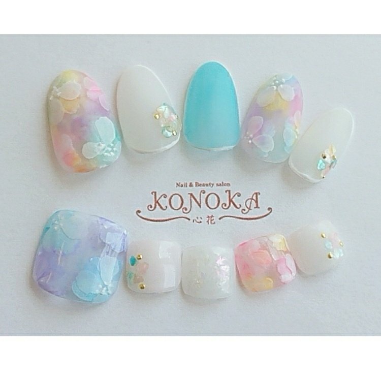 夏 梅雨 海 リゾート フラワー Konokaのネイルデザイン No ネイルブック