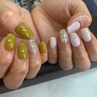 オリーブグリーンネイルのネイルデザイン ネイルブック