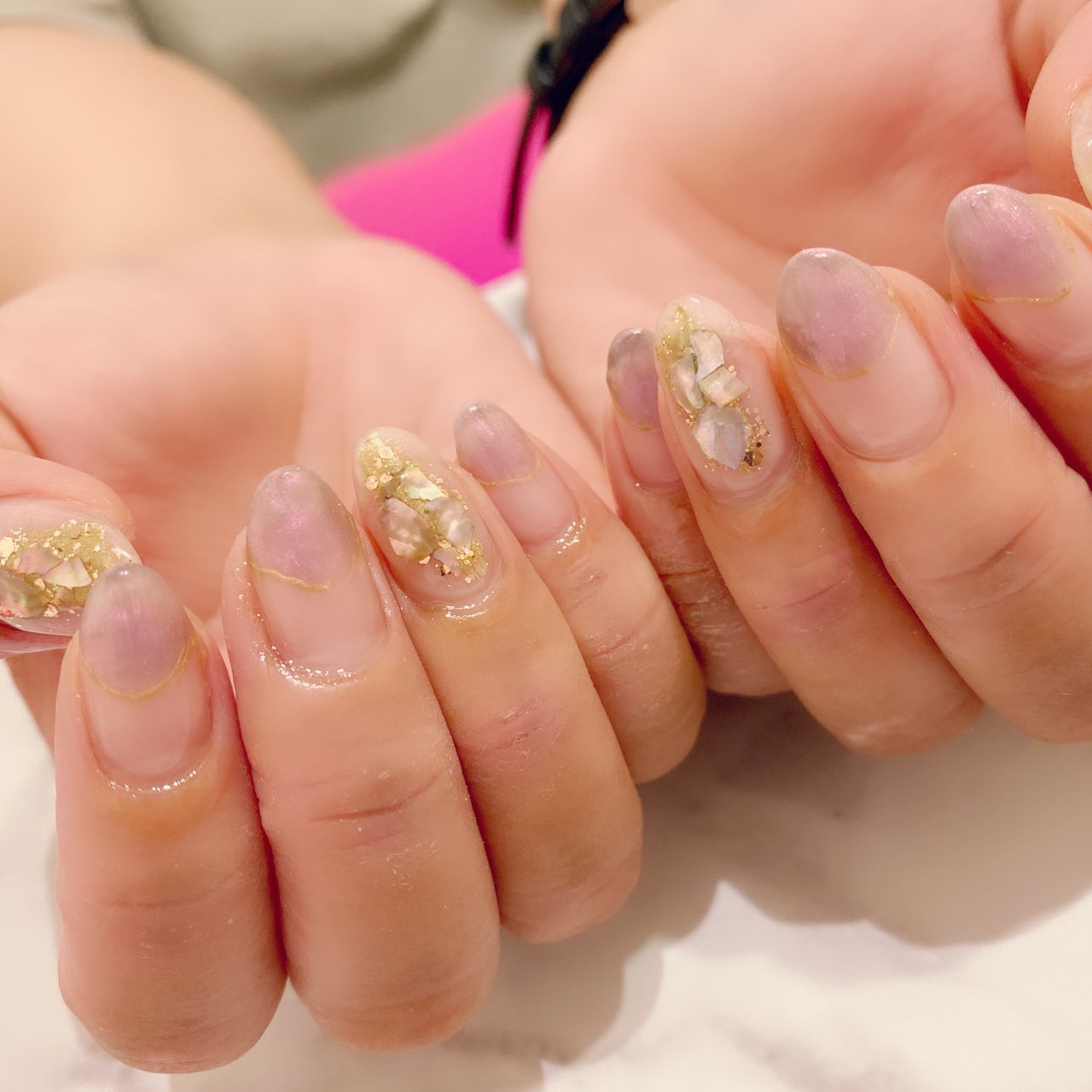 夏 オールシーズン ハンド 変形フレンチ ホログラム Leciel Nail 豊田市ネイルサロン のネイルデザイン No ネイル ブック