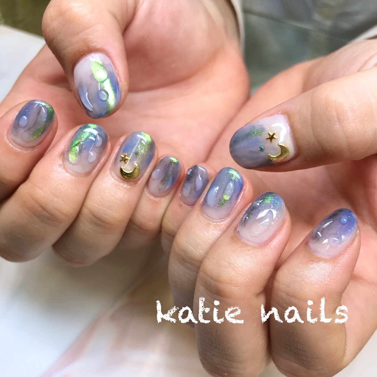 梅雨 七夕 浴衣 女子会 ハンド Katie Nails ケイティネイルズ のネイルデザイン No ネイルブック