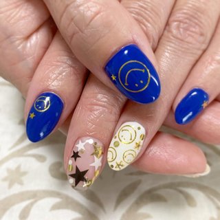 星 ゴールド スマイルのネイルデザイン ネイルブック