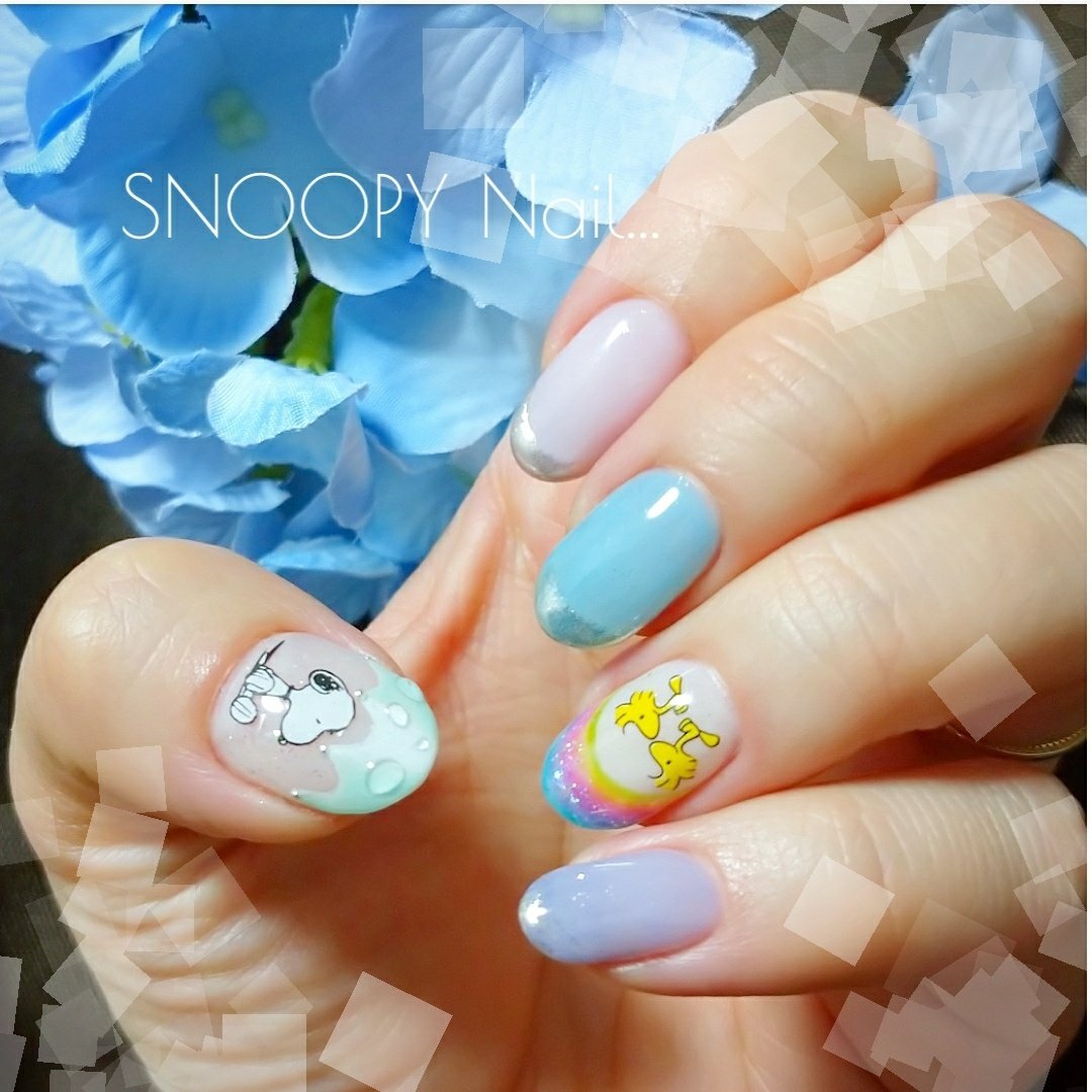 梅雨 ハンド フレンチ ラメ キャラクター Mainailのネイルデザイン No ネイルブック