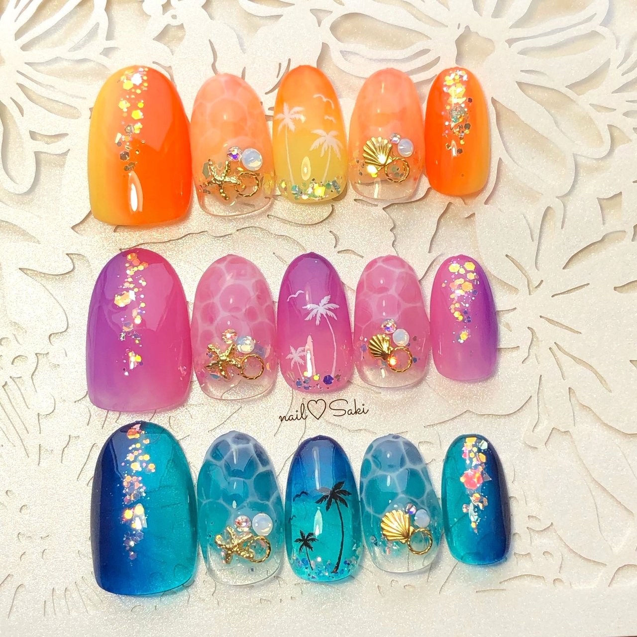 夏 海 リゾート ハンド グラデーション Nail Sakiのネイルデザイン No ネイルブック