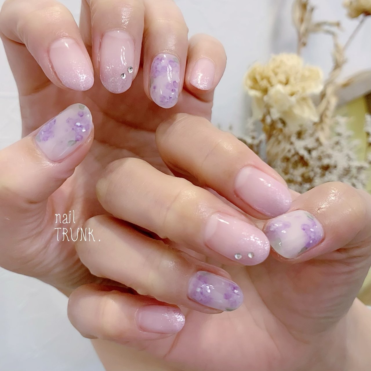 夏 梅雨 ハンド フラワー ピンク Nail Trunkのネイルデザイン No ネイルブック