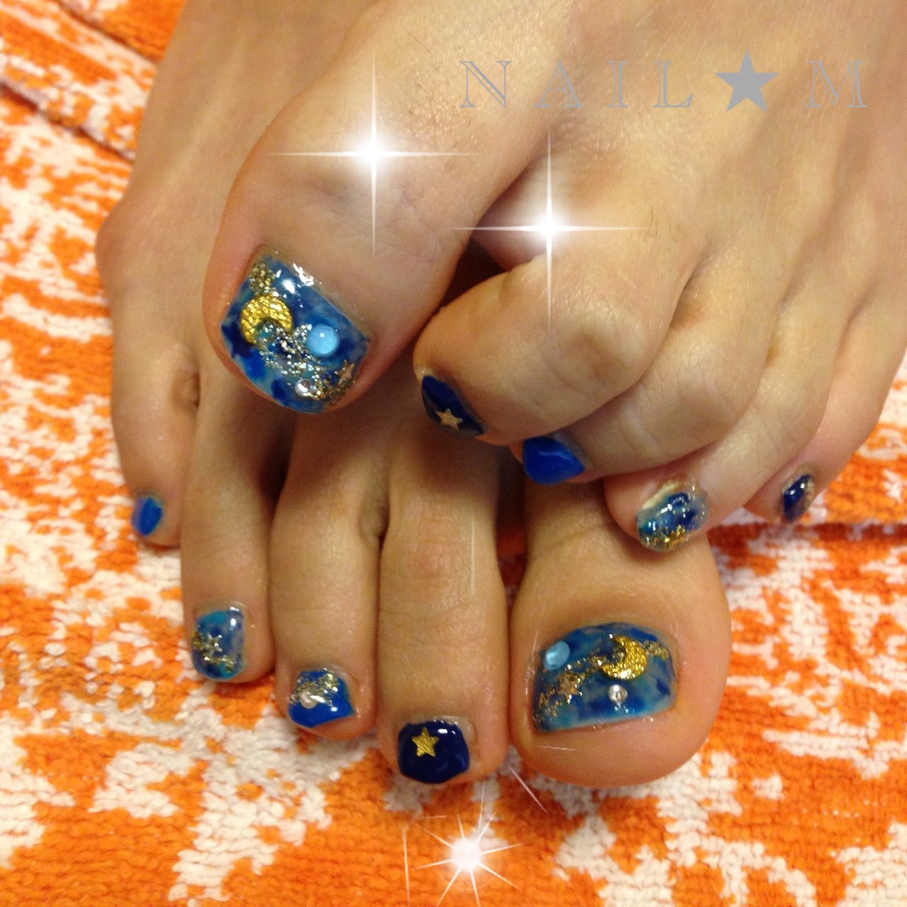 フット ブルー ネイビー ゴールド ペディキュア Nail Mのネイルデザイン No ネイルブック