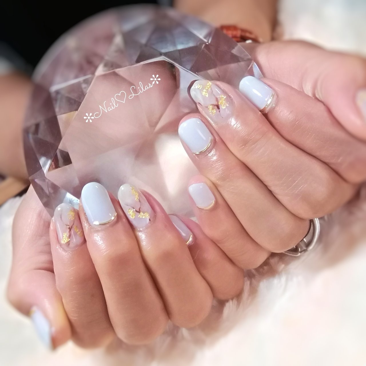 ハンド ワンカラー 大理石 ホワイト ブラウン Kaoriのネイルデザイン No ネイルブック