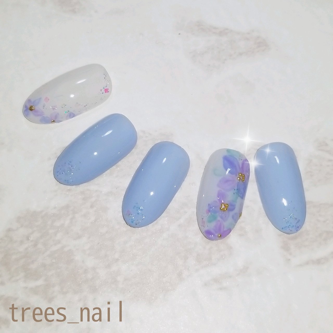 梅雨 七夕 浴衣 デート ホログラム Trees Nailのネイルデザイン No ネイルブック