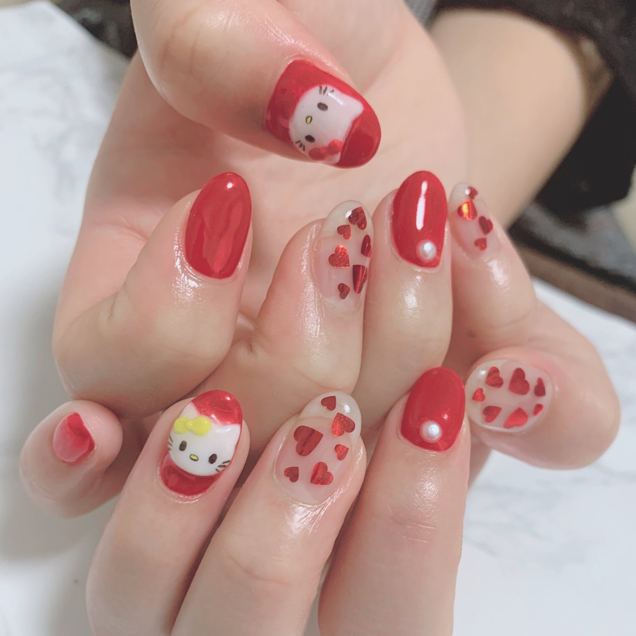 キティ ハート柄キャラクターグッズ エンジェル 天使 ナース 爪