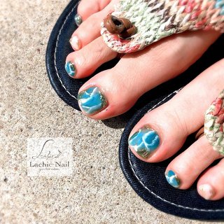 22年 新着順 ターコイズ ペディキュア 個性的ネイルのネイルデザイン ネイルブック