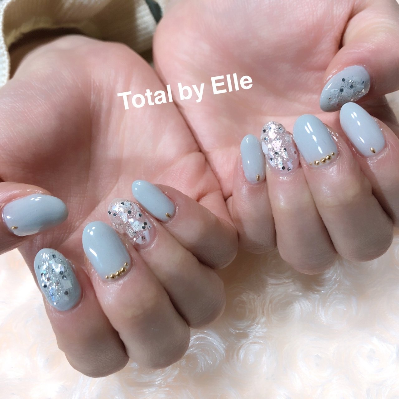 夏 ミディアム ターコイズ 水色 Total By Elle 吉田 美穂のネイルデザイン No ネイルブック