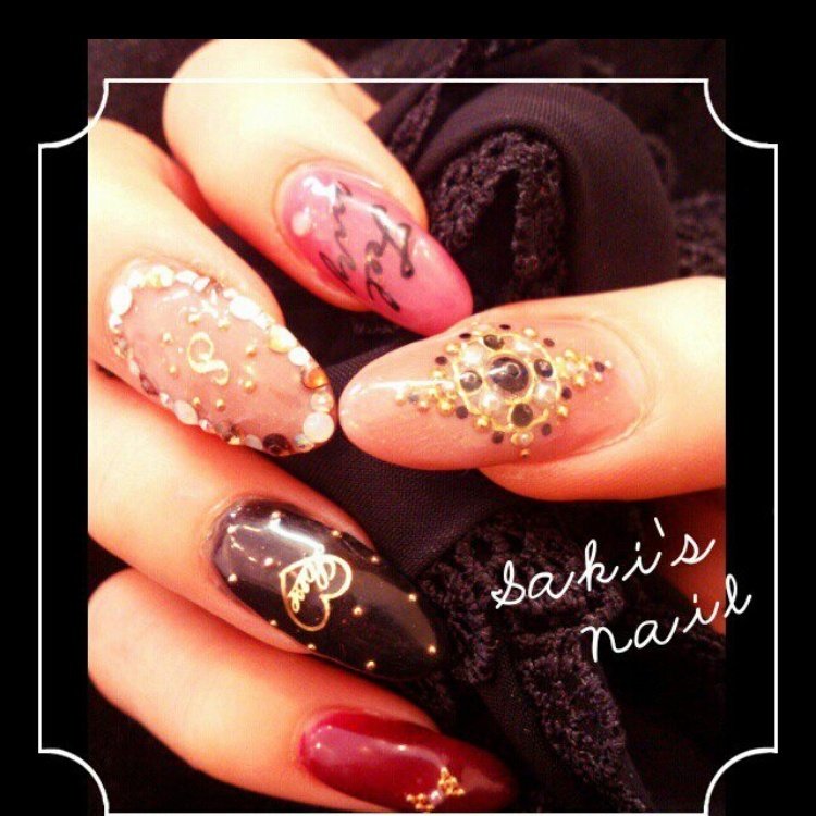 ピンク ブラック Sakiのネイルデザイン No ネイルブック