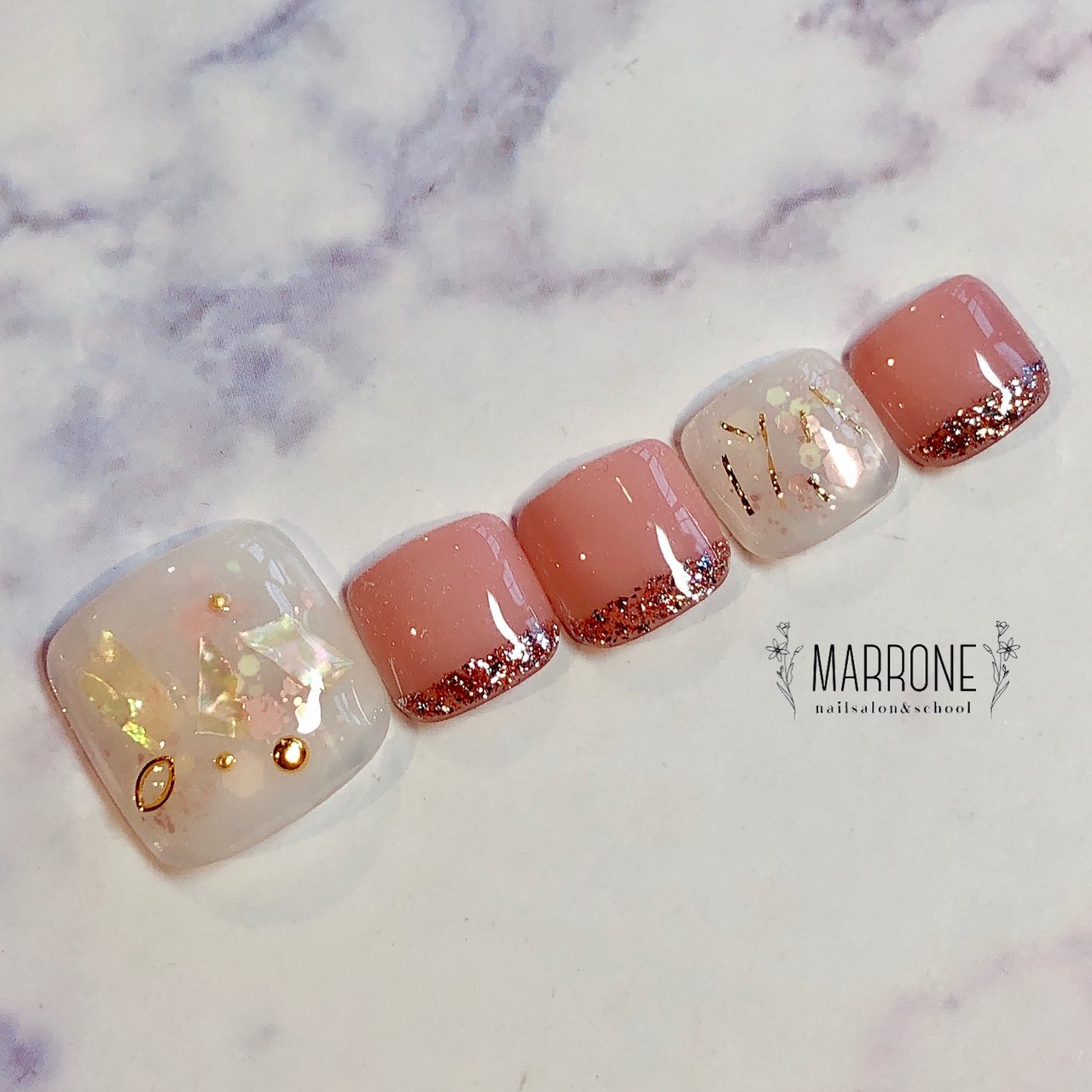 夏 梅雨 オフィス ブライダル フット Marrone マローネ のネイルデザイン No ネイルブック