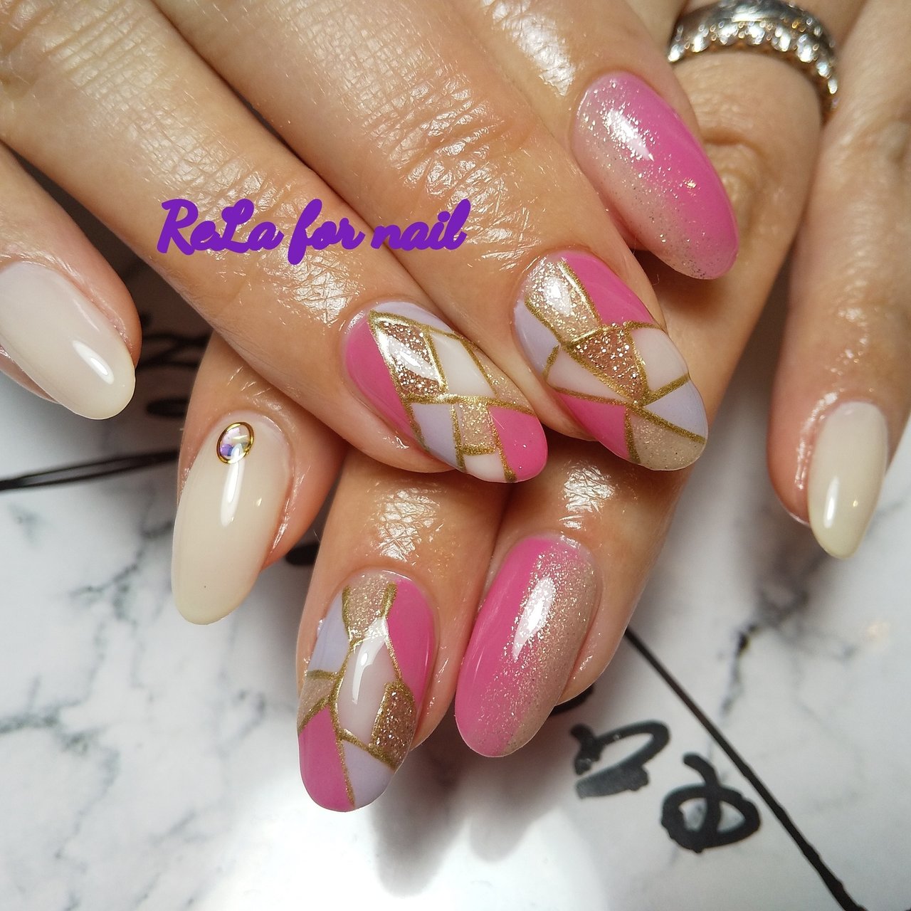 春 夏 ピンク ゴールド Rela For Nail リラ のネイルデザイン No ネイルブック