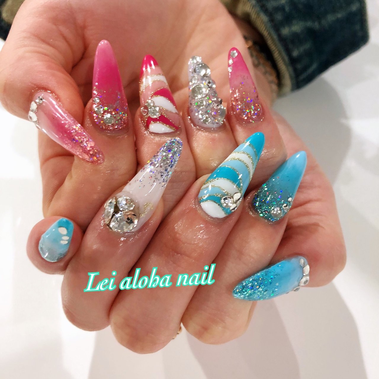 夏 旅行 海 リゾート ハンド Lei Aloha Nail Meguのネイルデザイン No ネイルブック