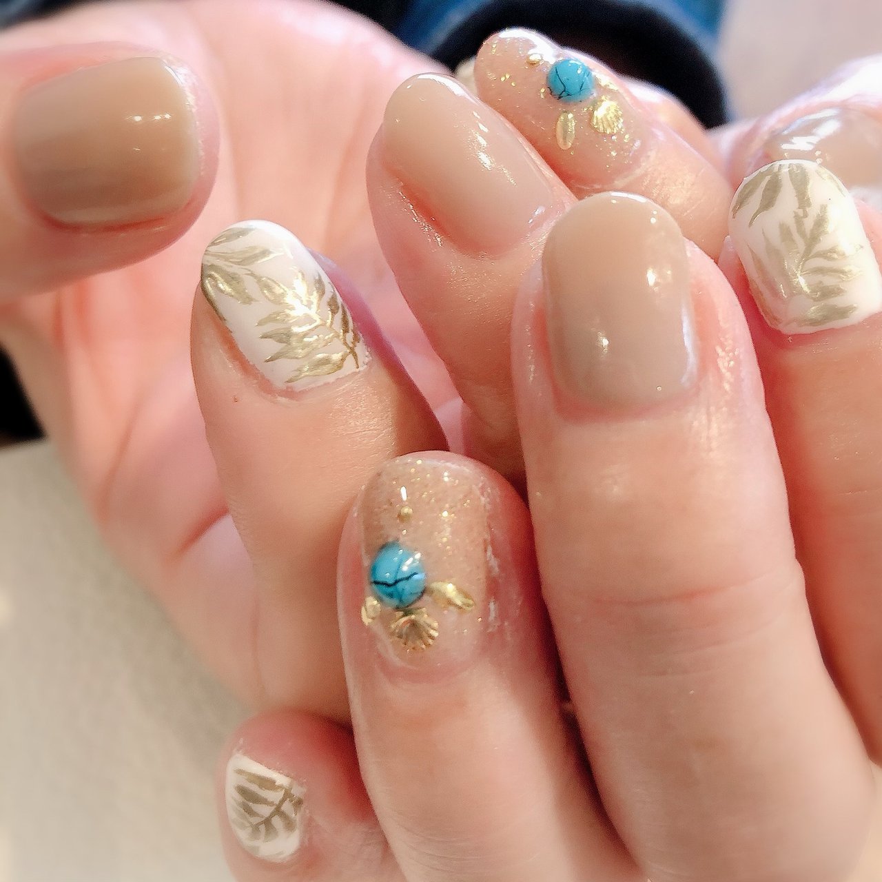 夏 ハンド シンプル ショート ターコイズ Ricoのネイルデザイン No ネイルブック