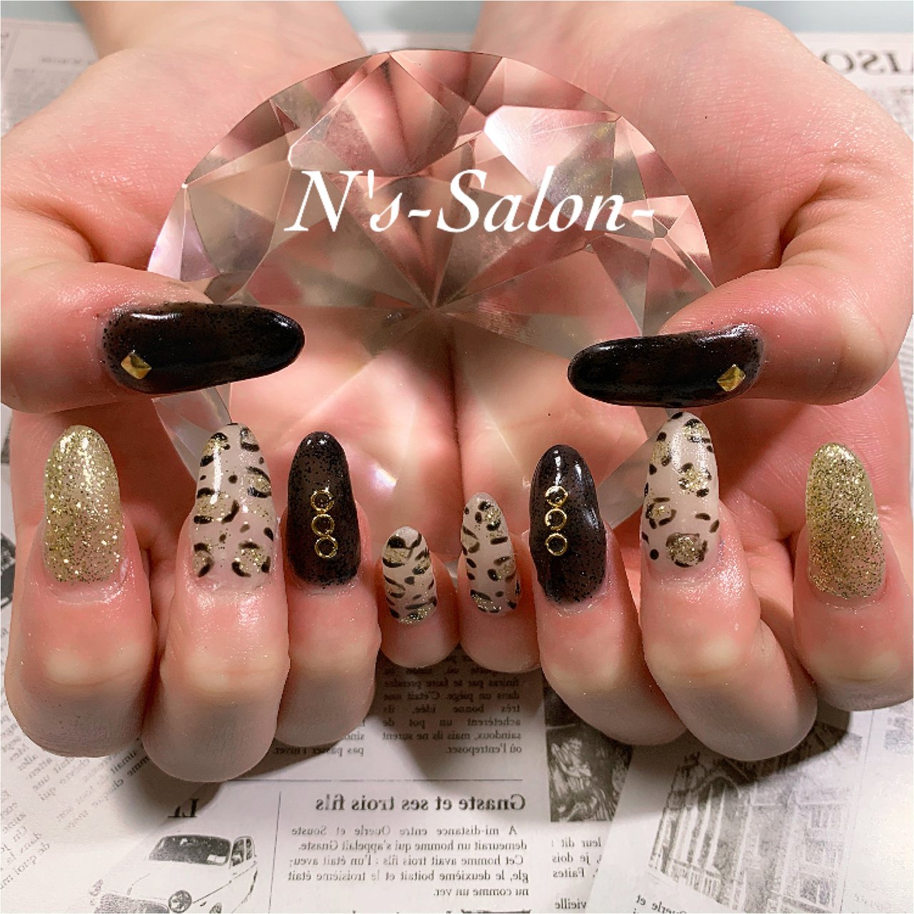 オールシーズン ハンド ラメ レオパード スーパーロング N S Salon エヌズサロン のネイルデザイン No ネイルブック