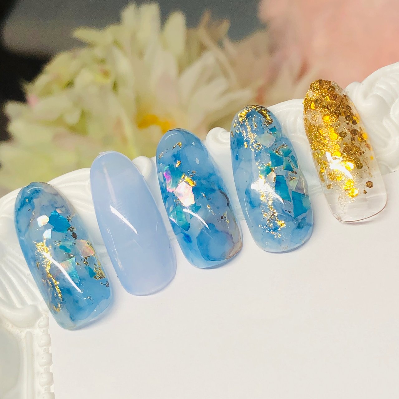 夏 梅雨 海 ハンド ラメ モゾ近く 北名古屋 A Nailのネイルデザイン No ネイルブック