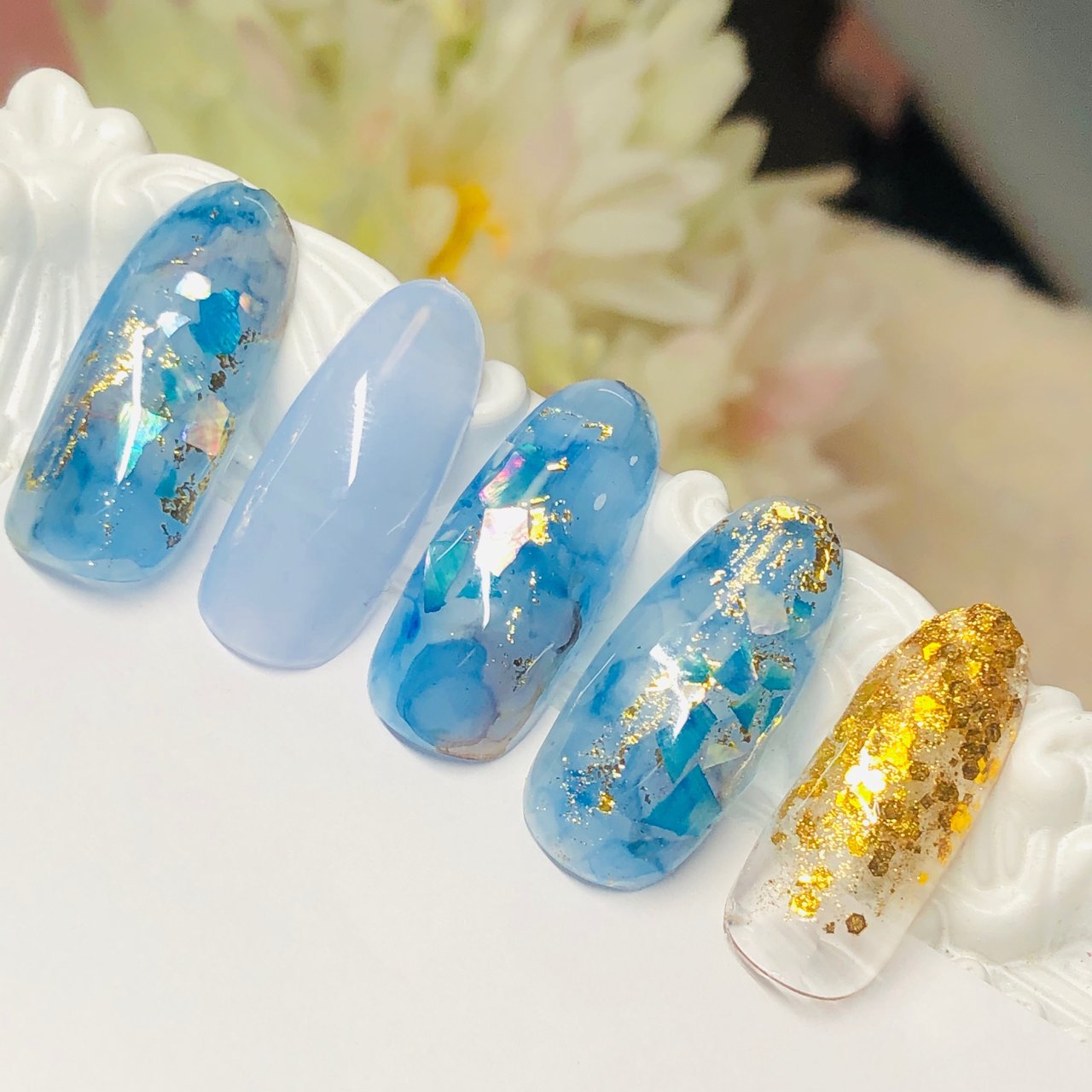 夏 梅雨 海 ハンド ラメ 北名古屋市ネイルサロン Changeのネイルデザイン No ネイルブック