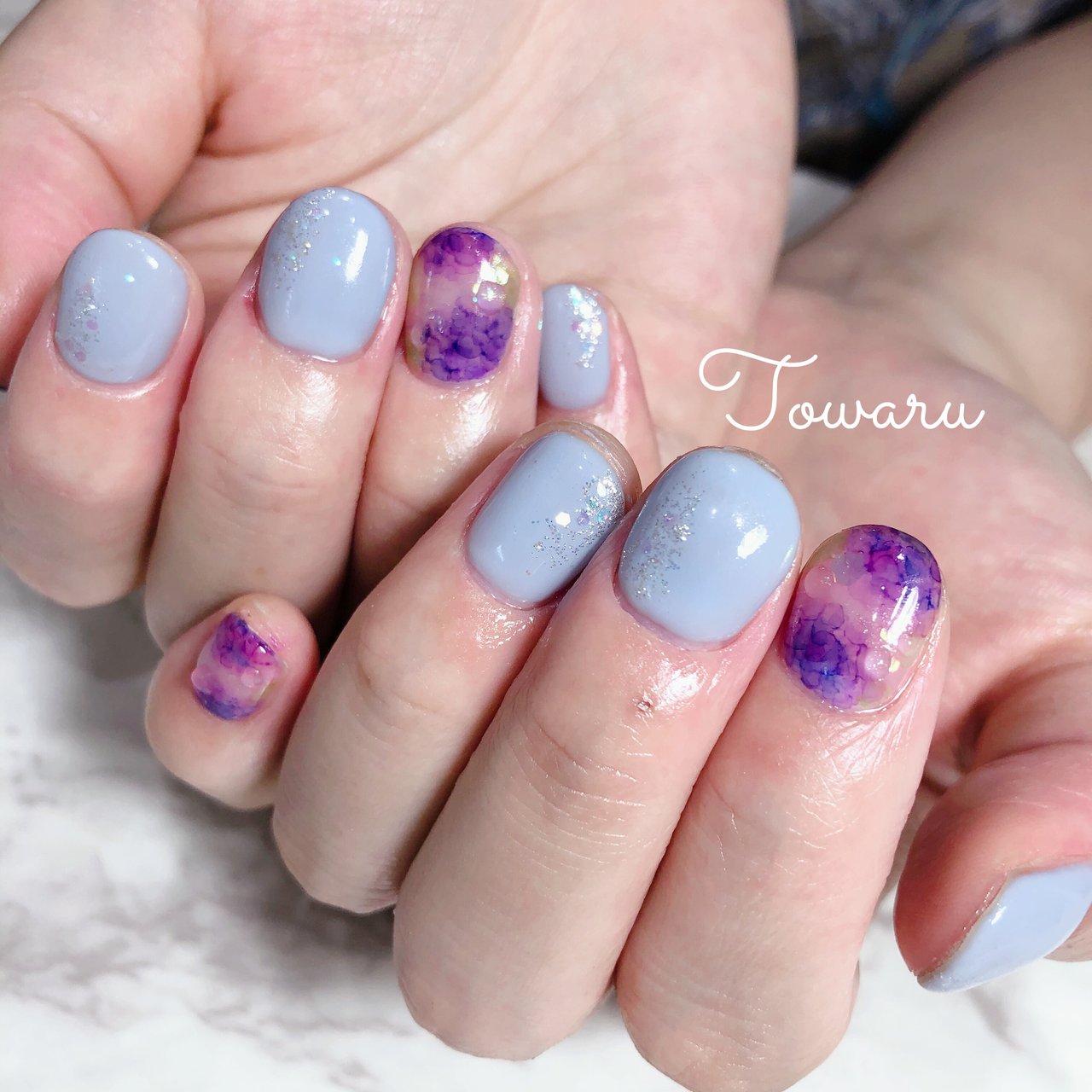 夏 梅雨 浴衣 ハンド ラメ Nailsalon Towaruのネイルデザイン No ネイルブック