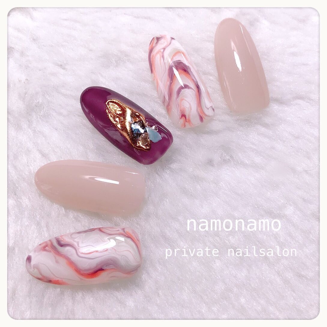 夏 リゾート ハンド ワンカラー マーブル Namonamoのネイルデザイン No ネイルブック