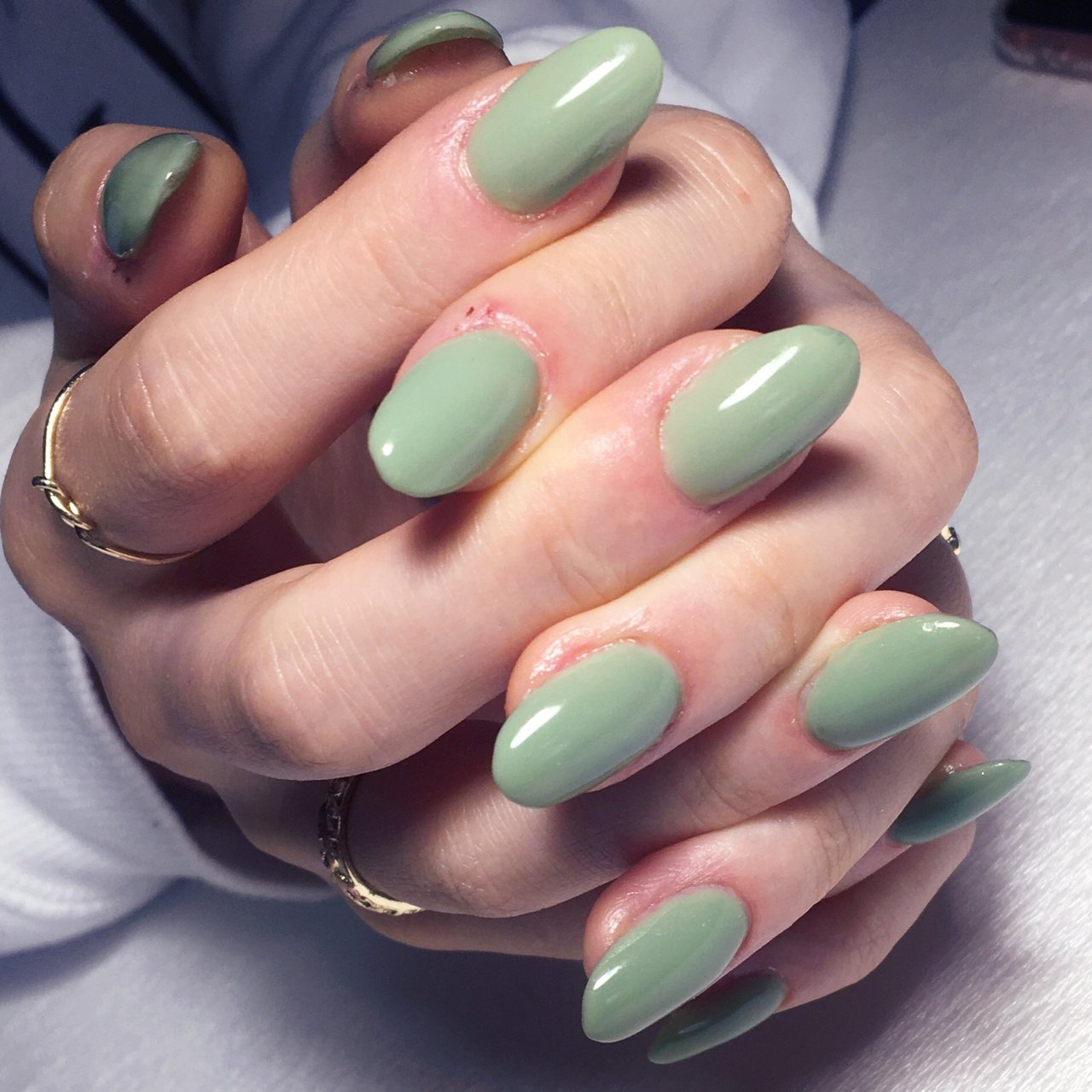 オールシーズン ハンド シンプル ロング グリーン Zero Mam Nailのネイルデザイン No ネイルブック