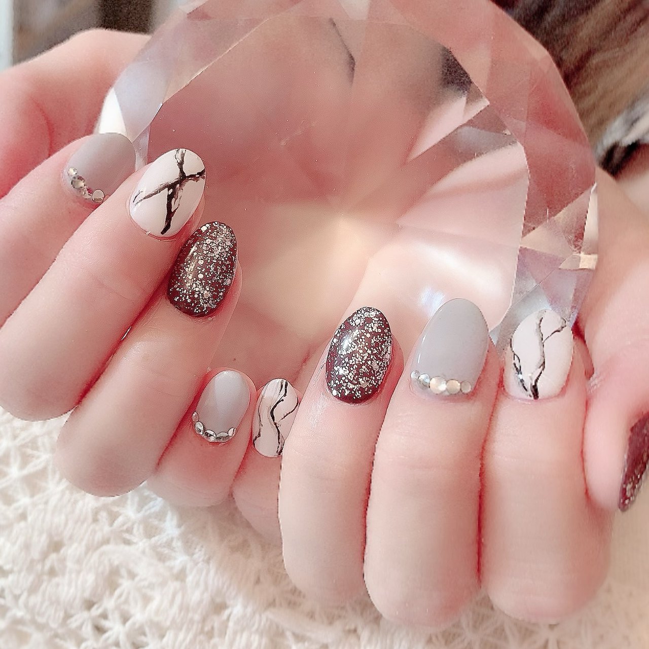 夏 オールシーズン ハンド ワンカラー 大理石 ネイルサロンアンジーのネイルデザイン No ネイルブック