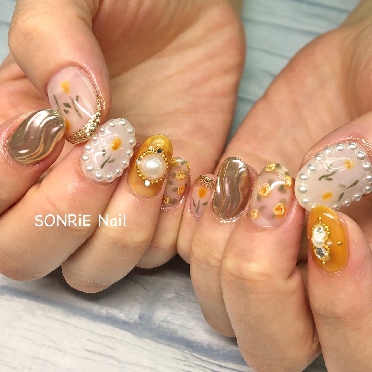 春 夏 オールシーズン ジェル Sonrie Nailのネイルデザイン No ネイルブック