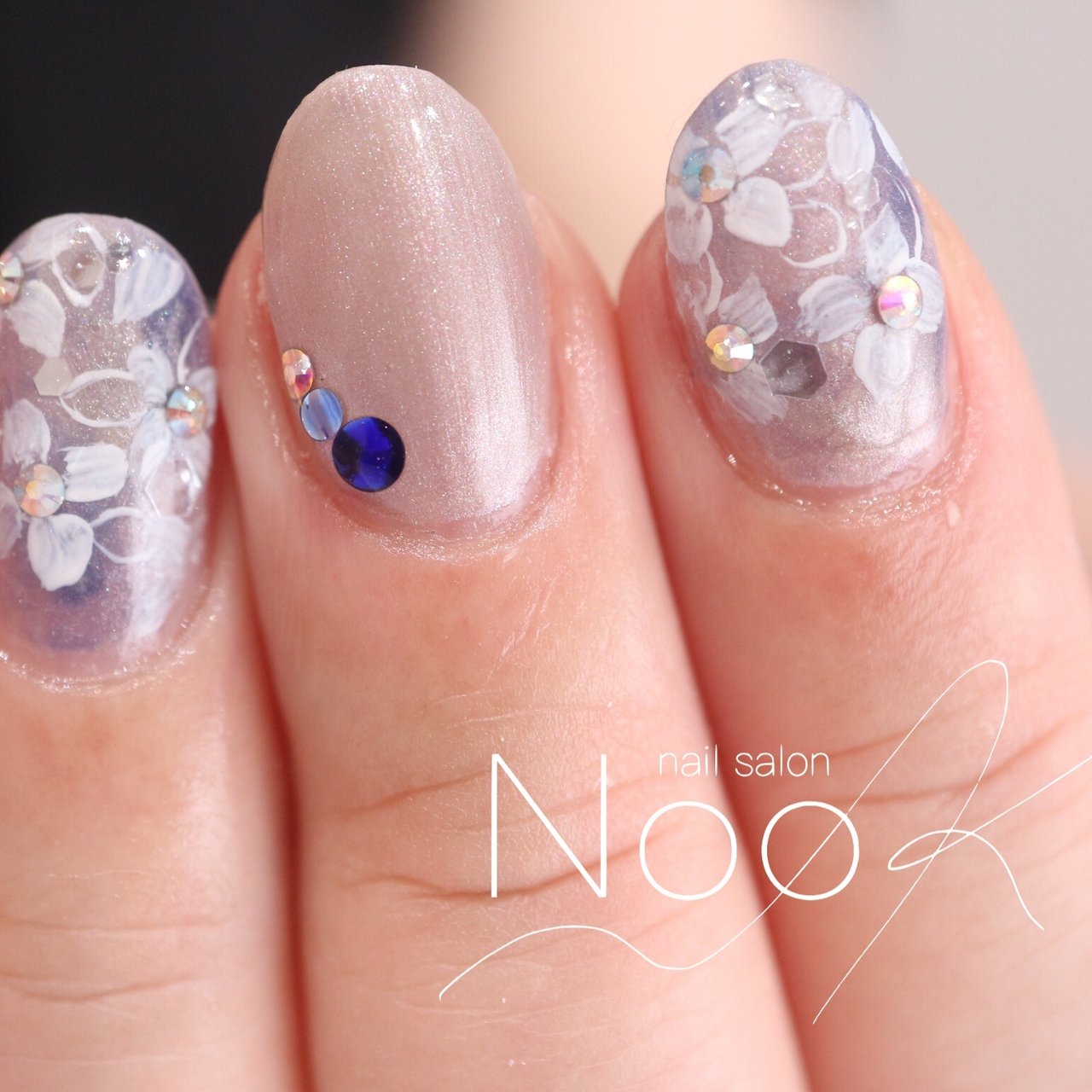 夏 梅雨 ハンド ワンカラー フラワー Nailsalon Nookのネイルデザイン No ネイルブック