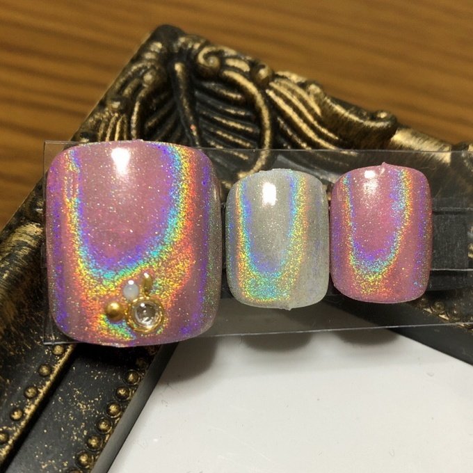 夏 フット ユニコーン Half Moon Nailのネイルデザイン No ネイルブック