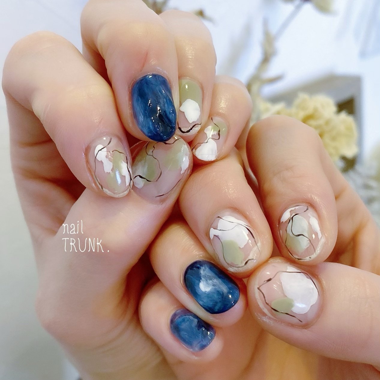夏 ハンド ニュアンス マーブル ホワイト Nail Trunkのネイルデザイン No ネイルブック