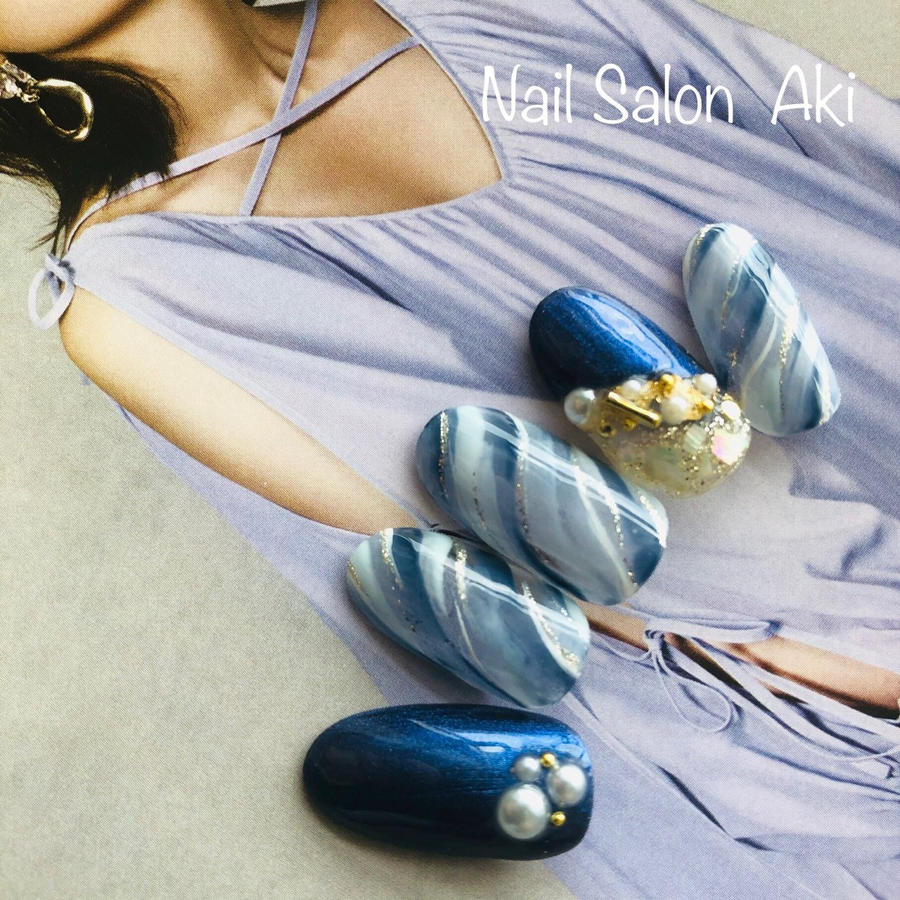 夏 ハンド ラメ シェル パール Nail Salon Akiのネイルデザイン No ネイルブック