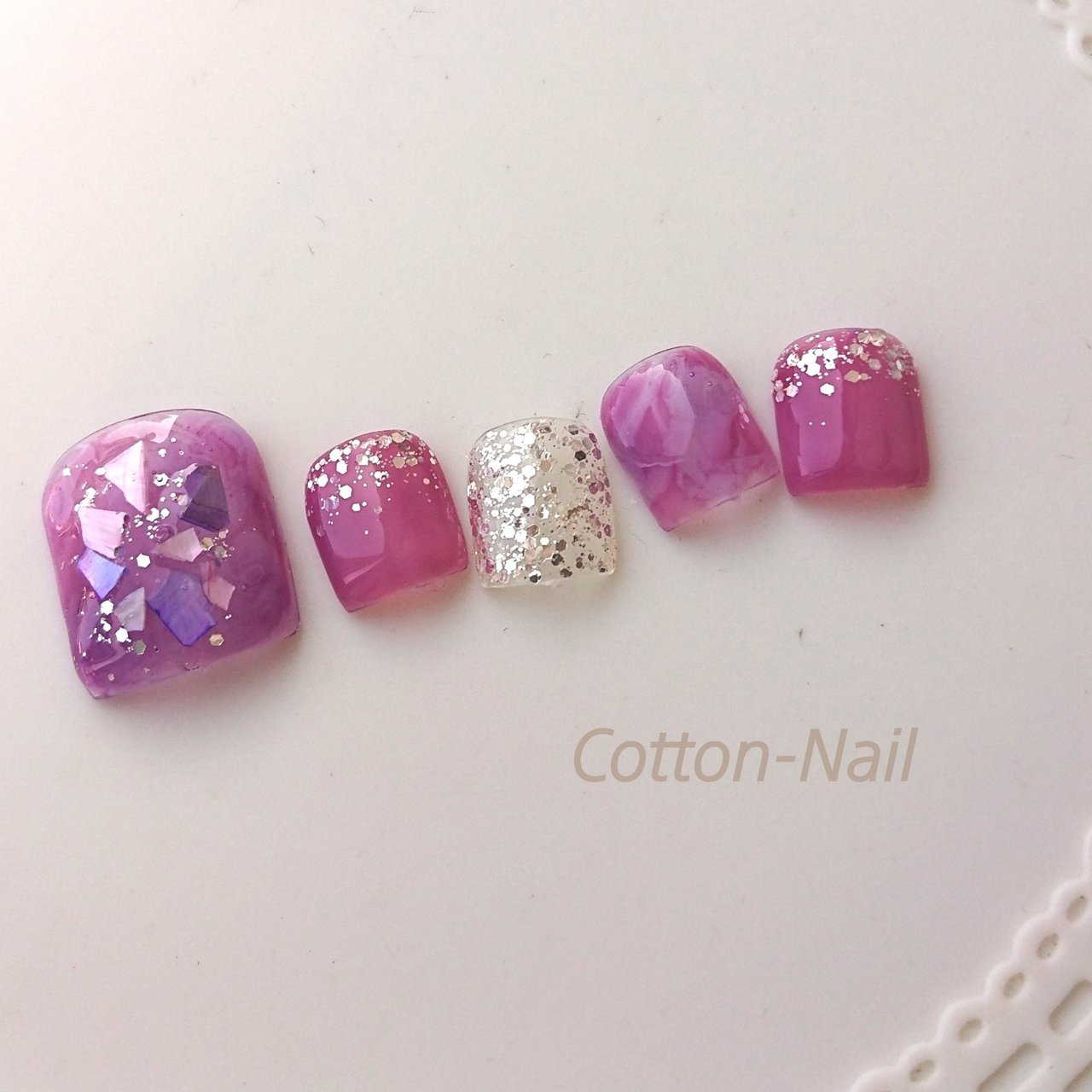 夏 フット シェル ピンク パープル Cotton Nailのネイルデザイン No ネイルブック