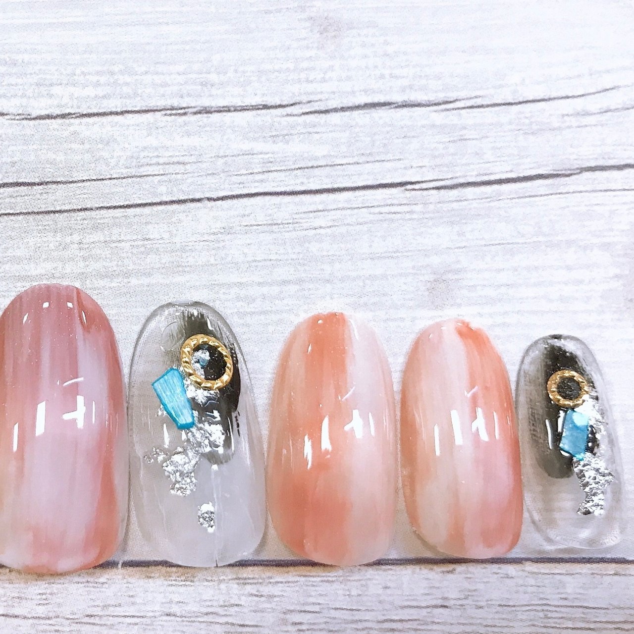 夏 ハンド ニュアンス ミディアム Altie By Crea La Luce 高知インター店のネイルデザイン No ネイルブック