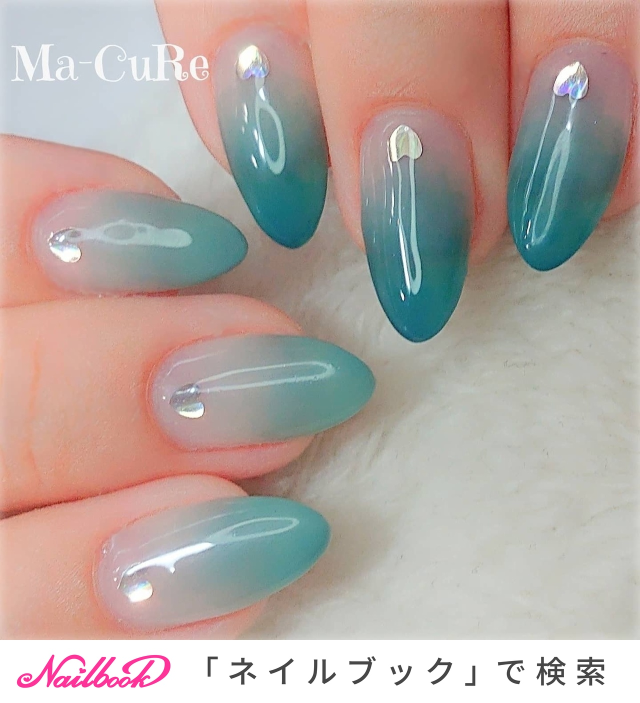 エメラルドグリーングラデーションネイル現品＆オーダー - メルカリ