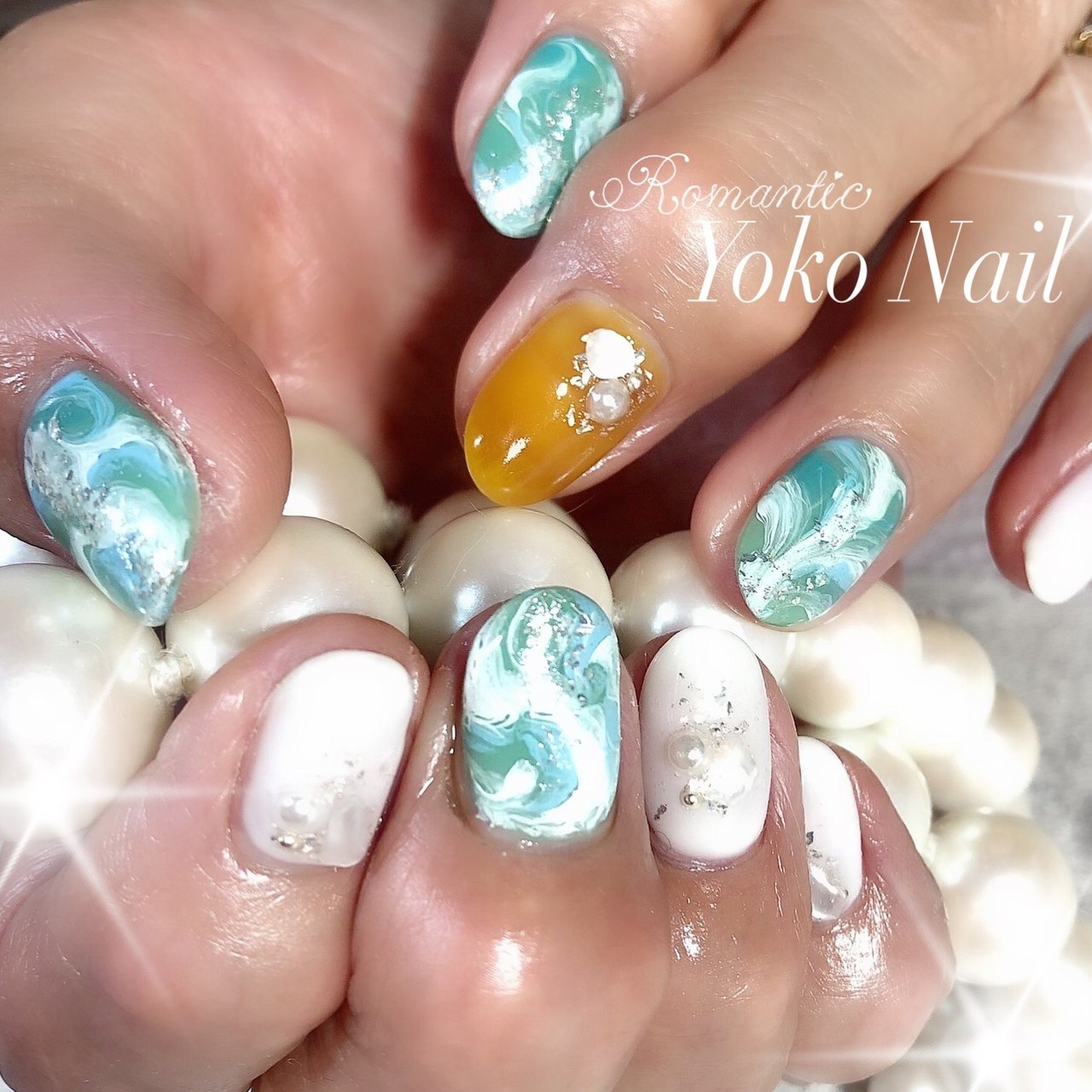 夏 旅行 海 リゾート ビジュー Yoko Nailのネイルデザイン No ネイルブック